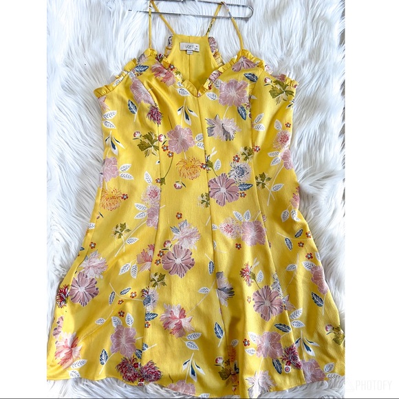 🌼 Ann Taylor LOFT Yellow Floral Dress - Picture 4 of 4